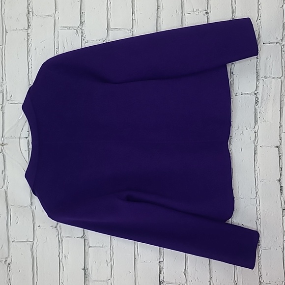 Talbots Double-Face Wing Collar Crop Open Front Wool Jacket in Purple - Picture 7 of 17
